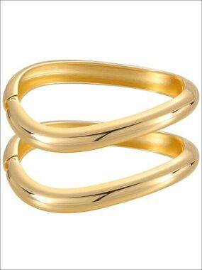 Chunky Gold Bangle Bracelet Set Wide Cuff Hinged Open Fashion Jewelry Gift